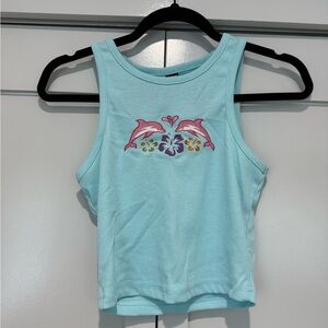 Aqua Dolphin Embroidered Women's Tank Top